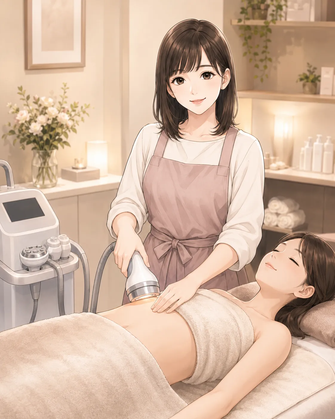 オーナーエステティシャンが施術を行っている様子